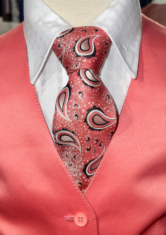 Coral Paisley Tie