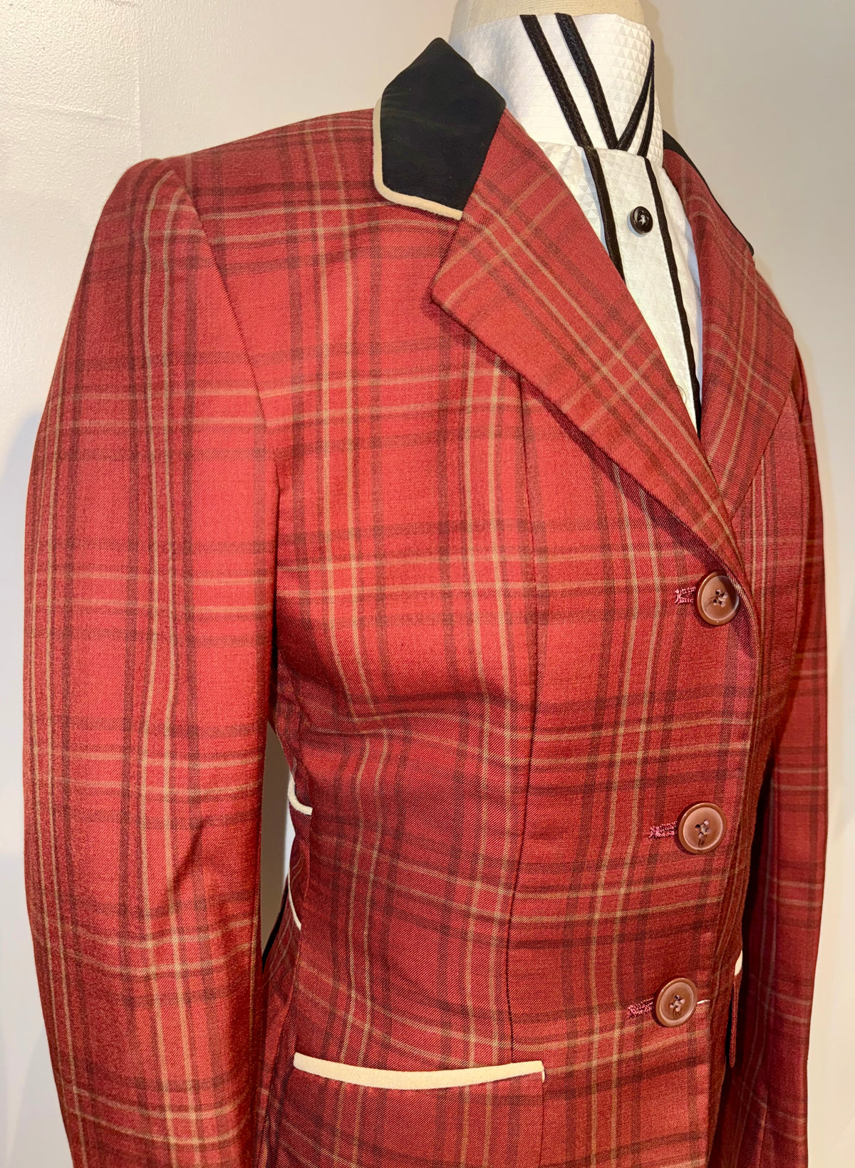 Marsha De Arriaga, Custom Plaid Hunt Coat