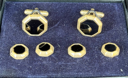 New, Black Cufflink and Stud Set