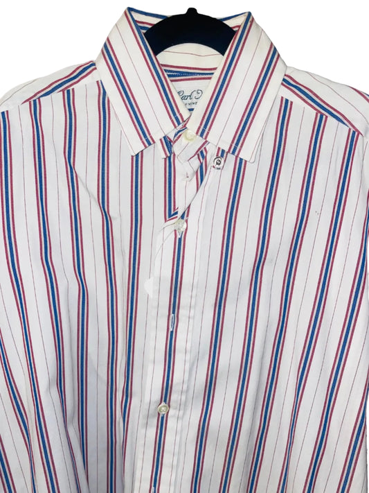 Carl Meyers, White with Red, Blue Stripe Shirt