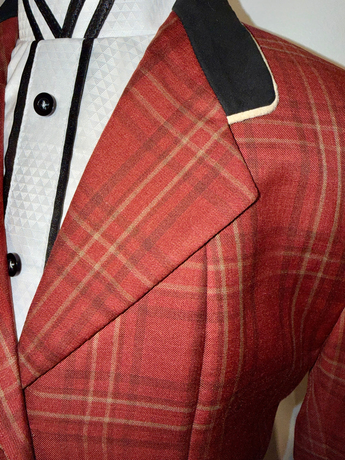 Marsha De Arriaga, Custom Plaid Hunt Coat