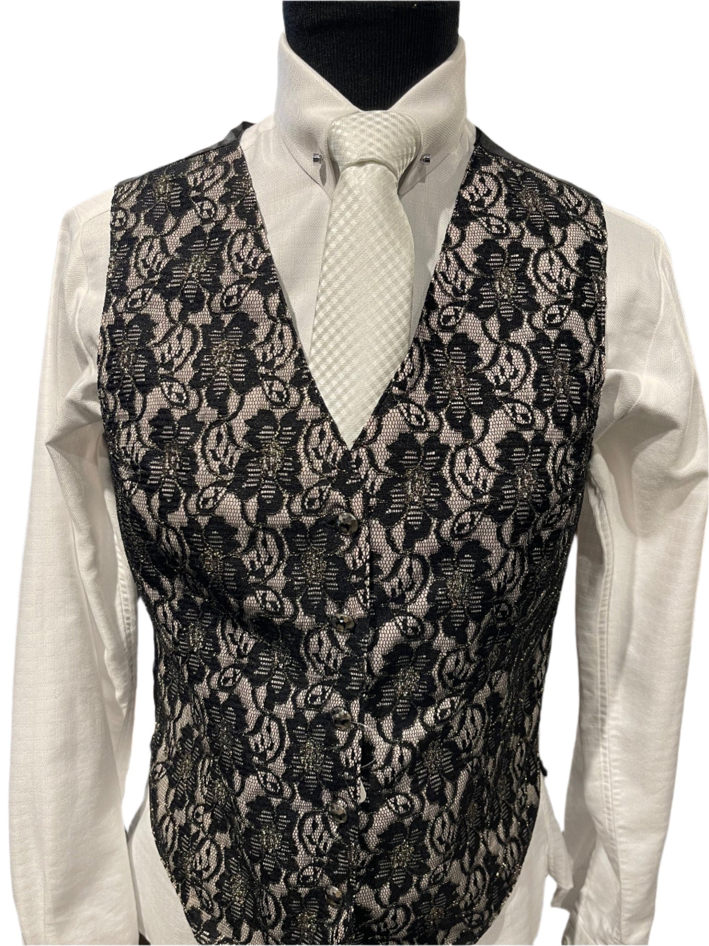 Custom Black and Gold lace Brocade Vest