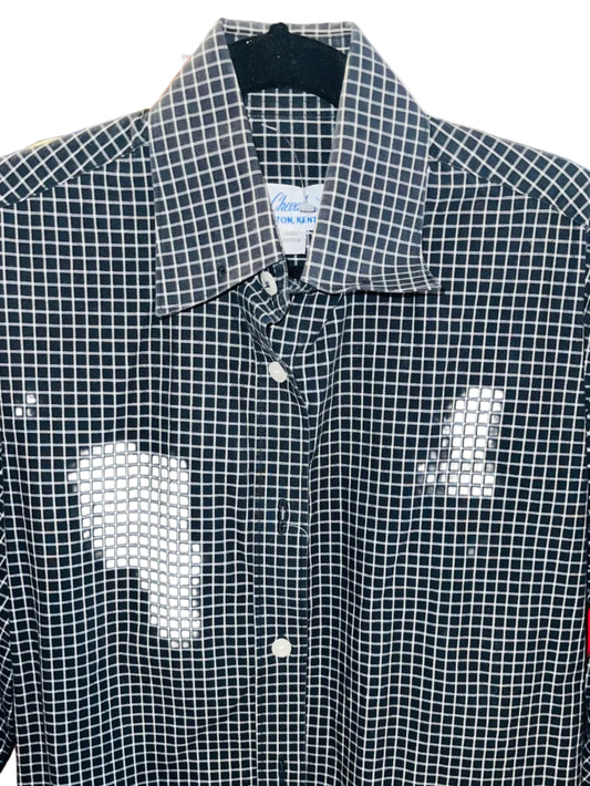 Le Cheval, Black with White Windowpane Shirt