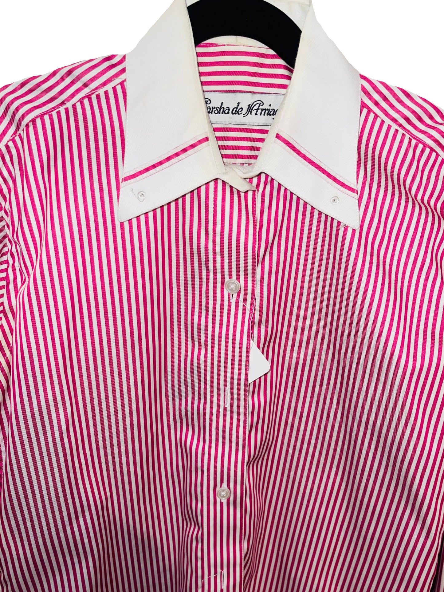 Marsha De Arriaga, Pink Stripe with White Accent Shirt