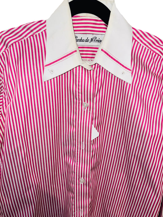 Marsha De Arriaga, Pink Stripe with White Accent Shirt