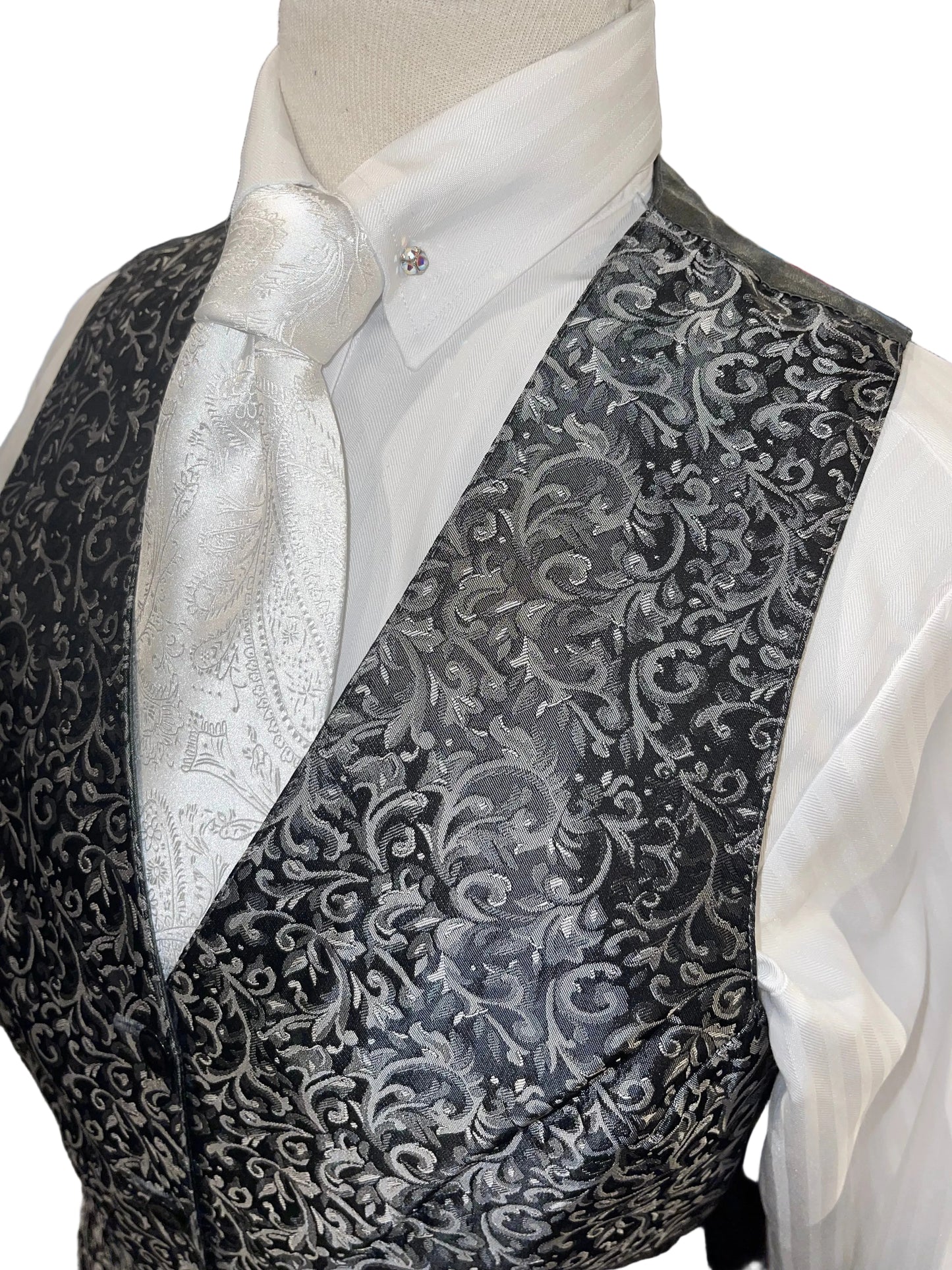 Custom, Silver Brocade Vest