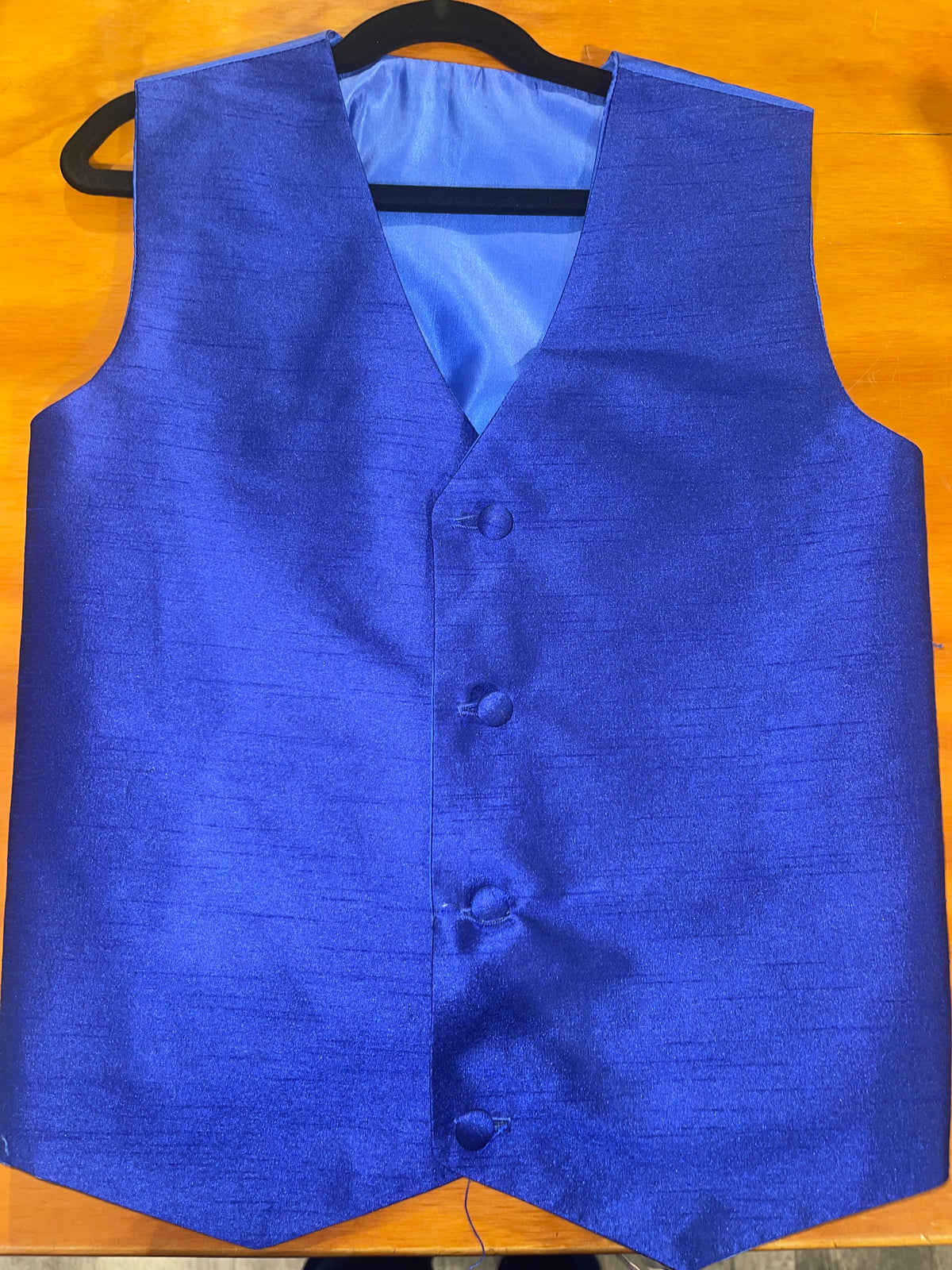 Custom, Blue Raw Silk Vest