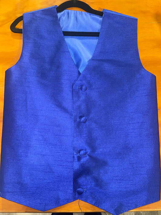 Custom, Blue Raw Silk Vest