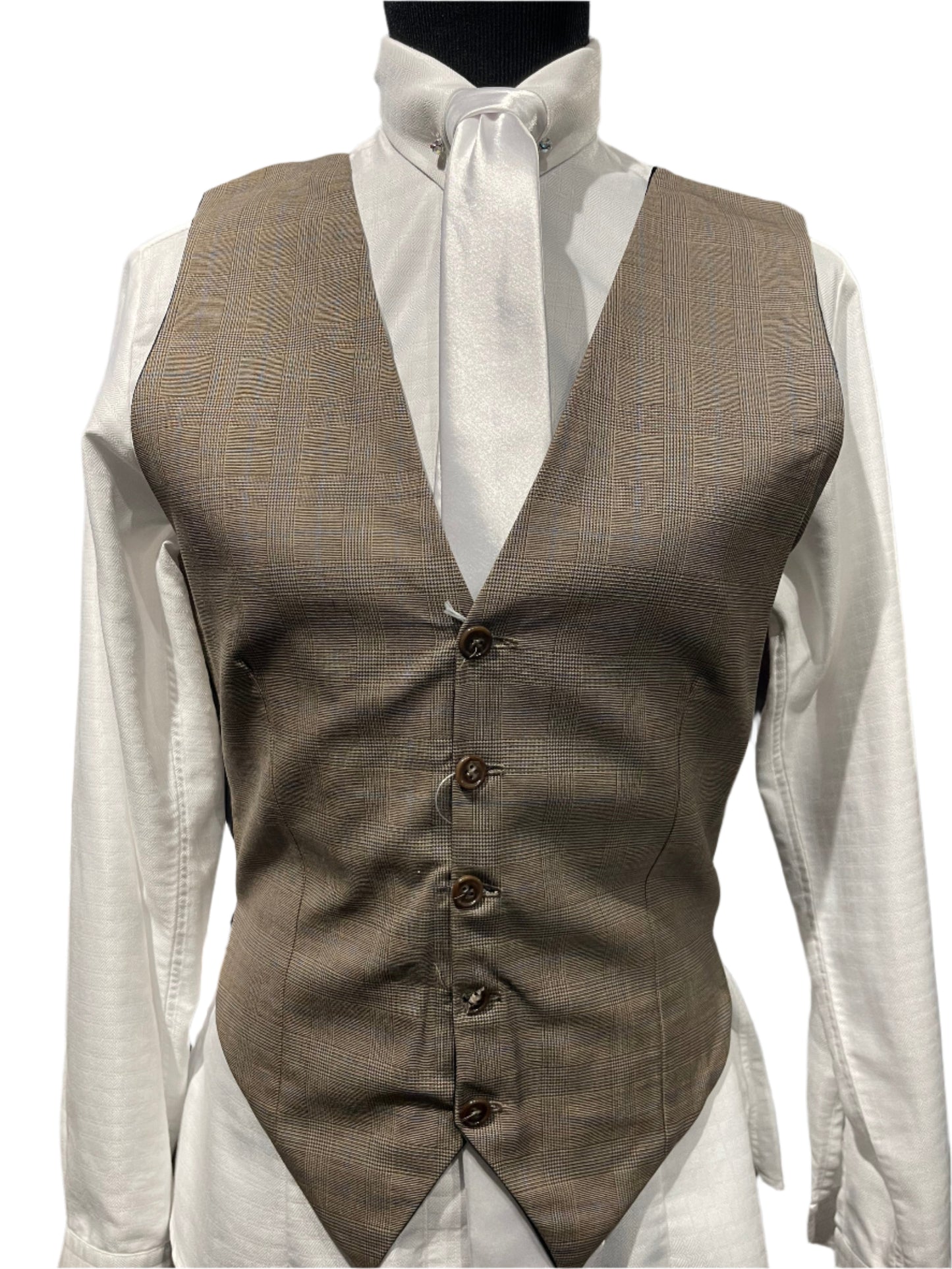 Taupe and Blue Windowpane Vest