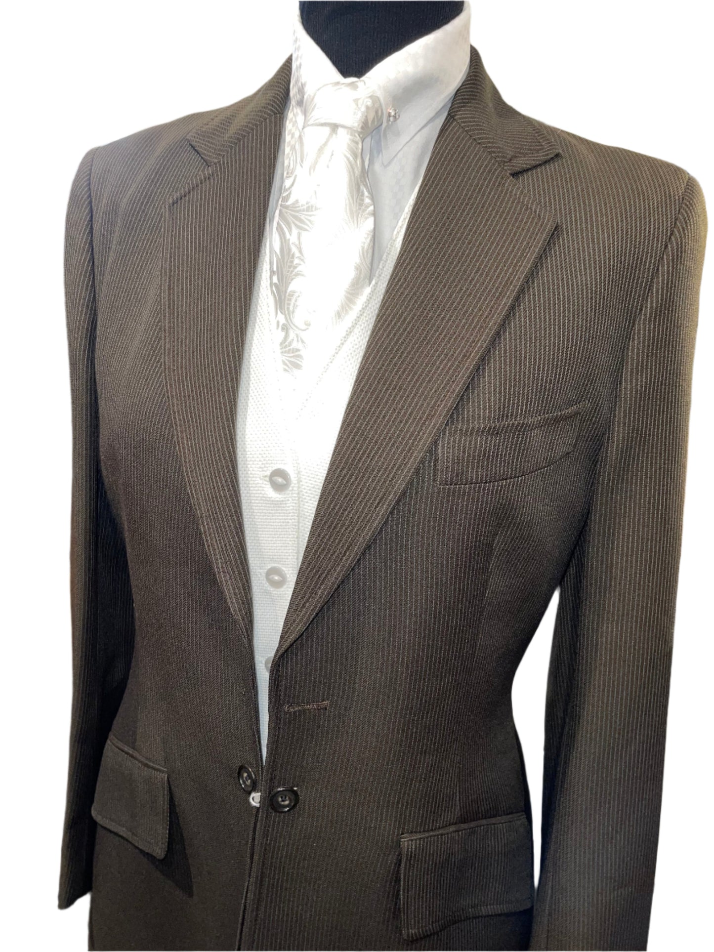 Lord Geoffrey Brown Striped Mens Suit
