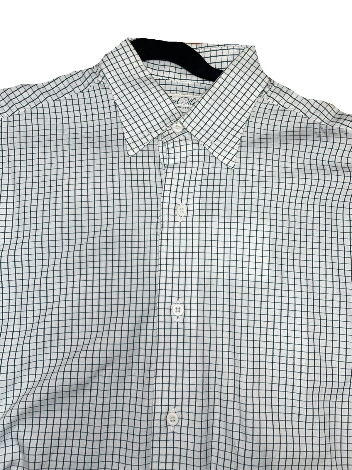 Carl Meyers, White with Green Windowpane Shirt