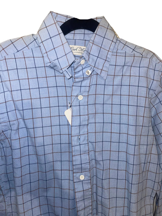 Carl Meyers,  Blue With Rust, Navy Windowpane Shirt