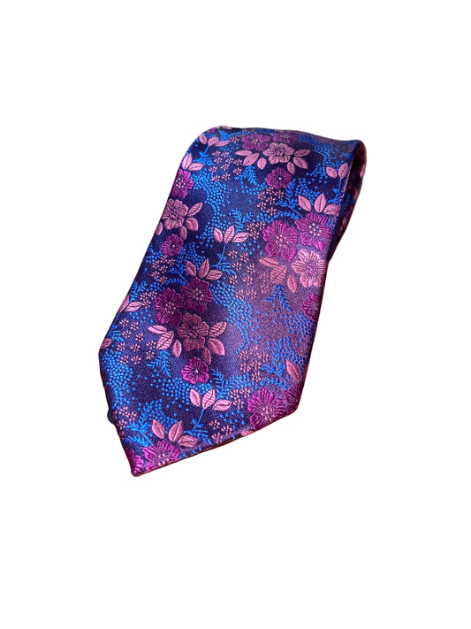 Magenta Floral Tie