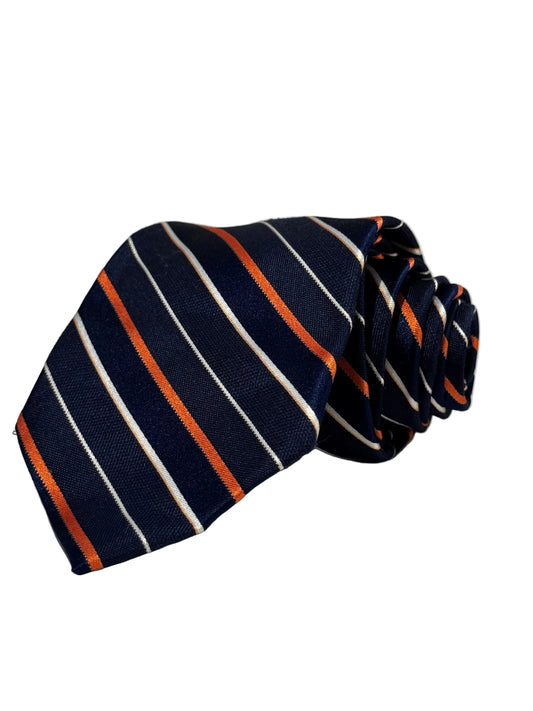 Navy/Orange Striped Tie