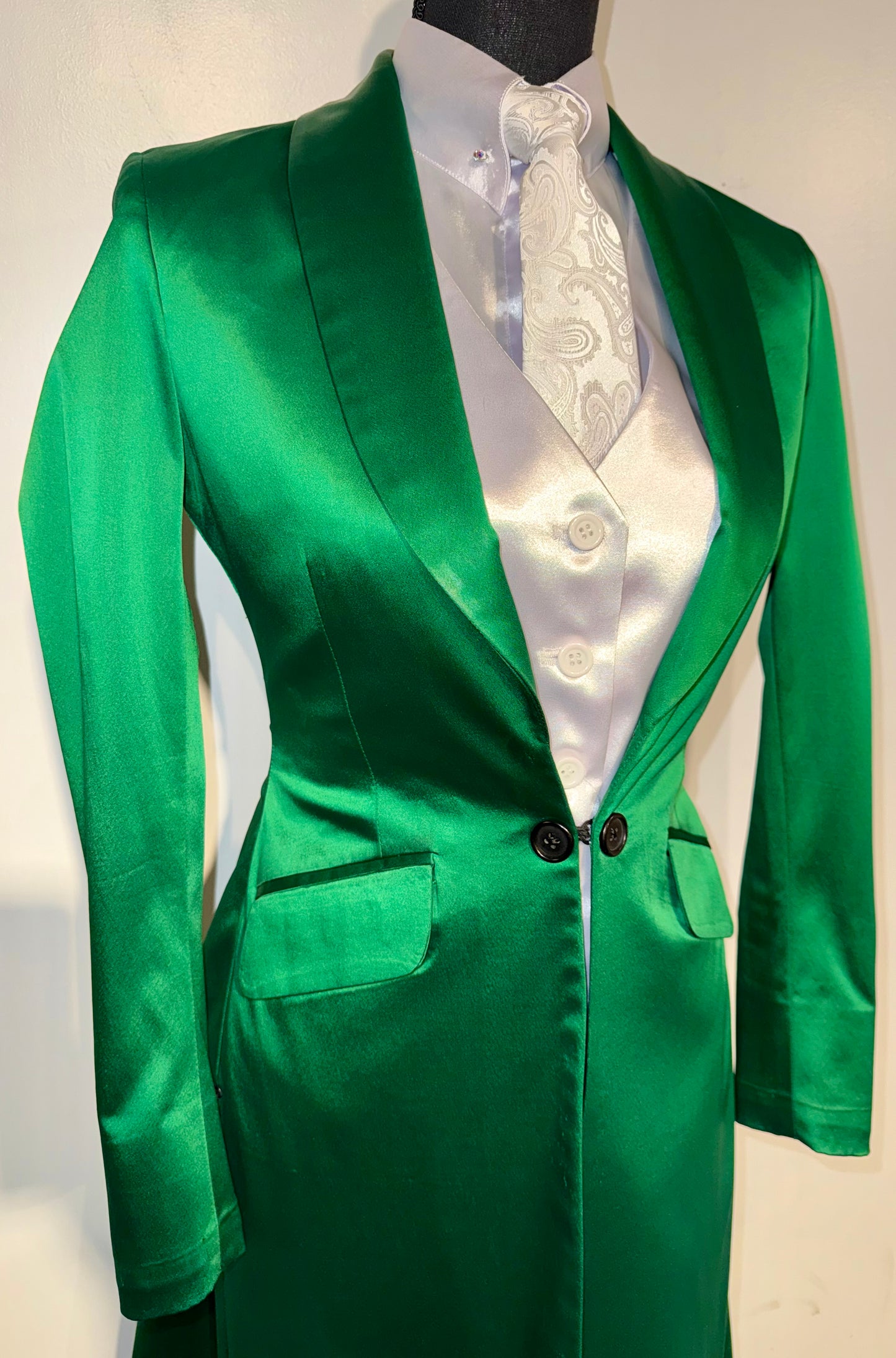 Hawkewood, Green Silk Day Coat