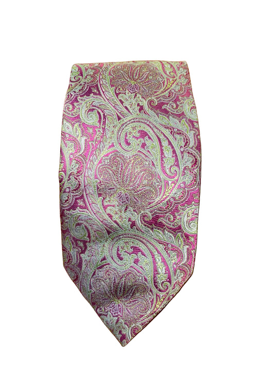 Green and Pink Brocade Tie