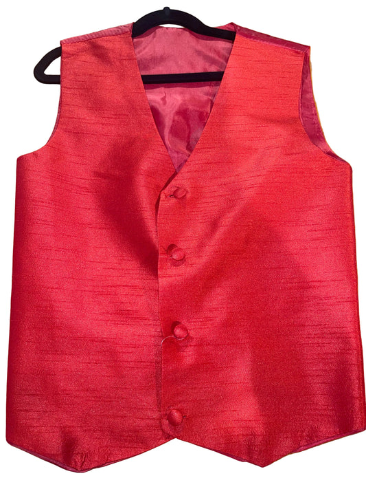 Custom, Red Raw Silk Vest
