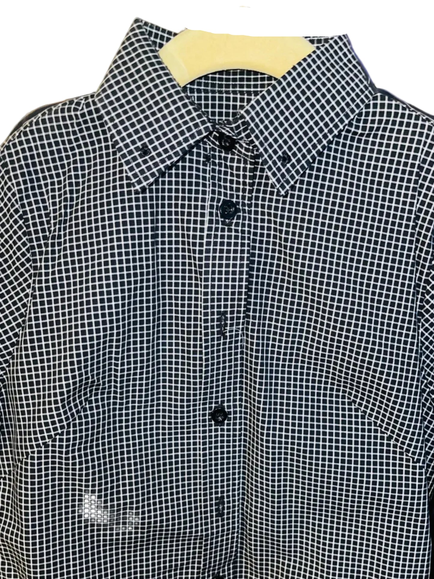 Custom, Black With White Windowpane Shirt