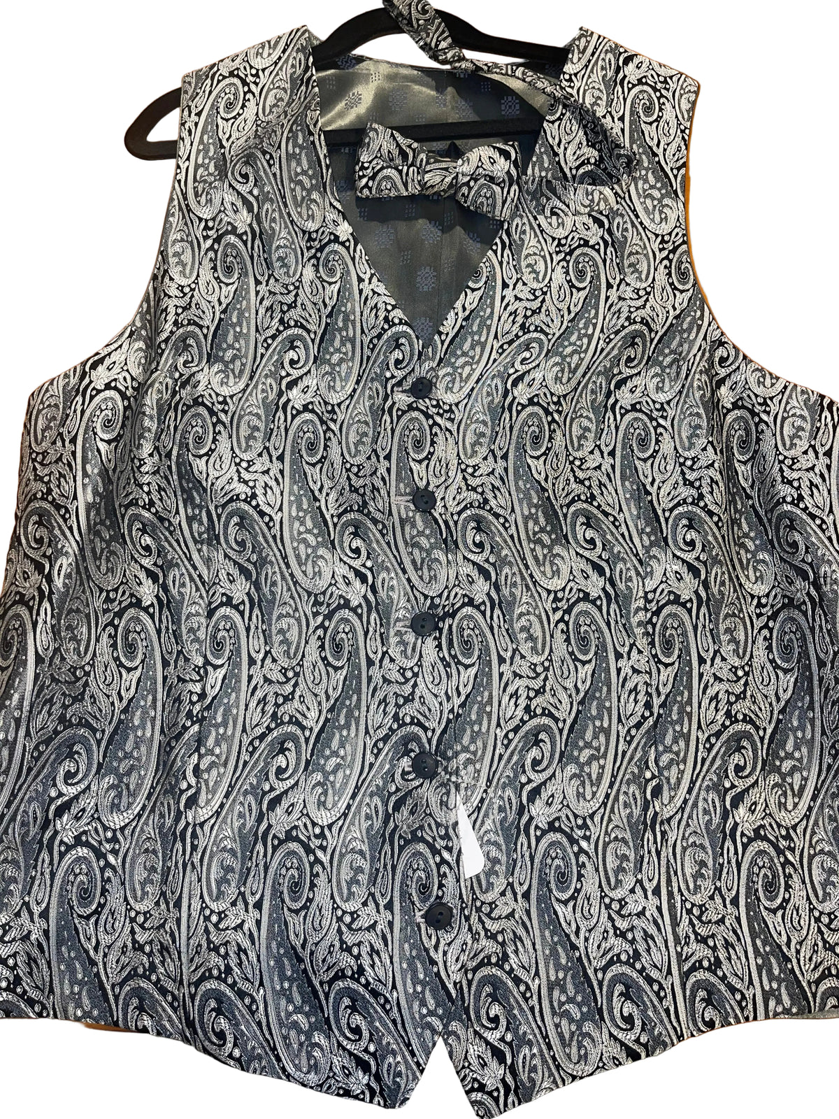 Custom, Silver Brocade Vest