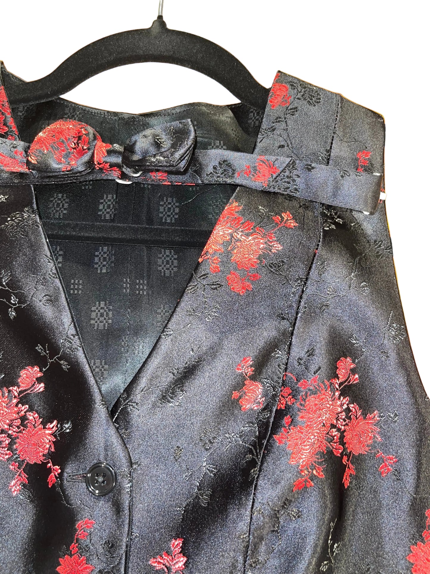 Custom, Red and Black Silk Vest