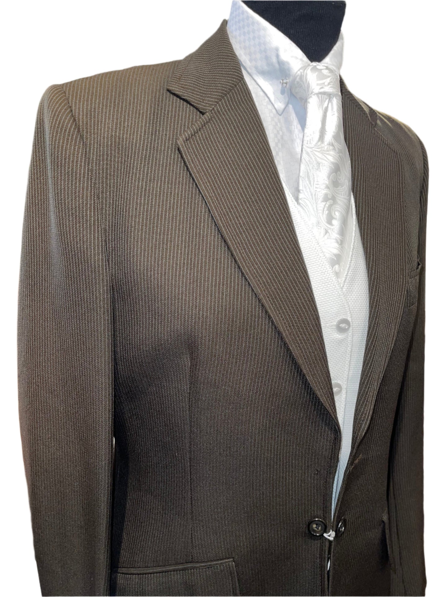 Lord Geoffrey Brown Striped Mens Suit