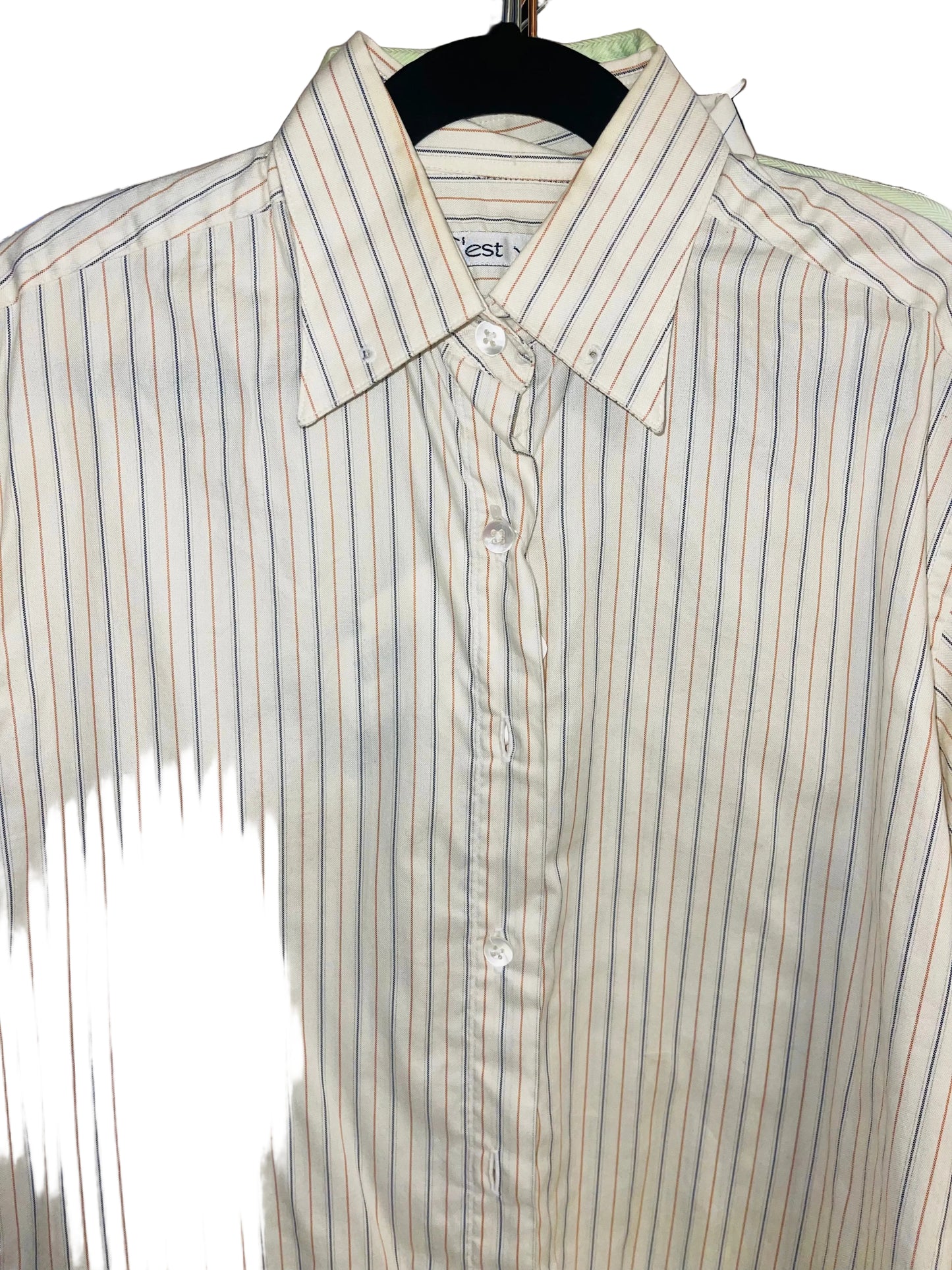 C'est yApre Rust and Navy Pinstripe Shirt
