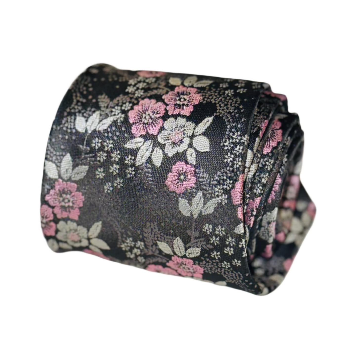 Pink and Black Floral Tie