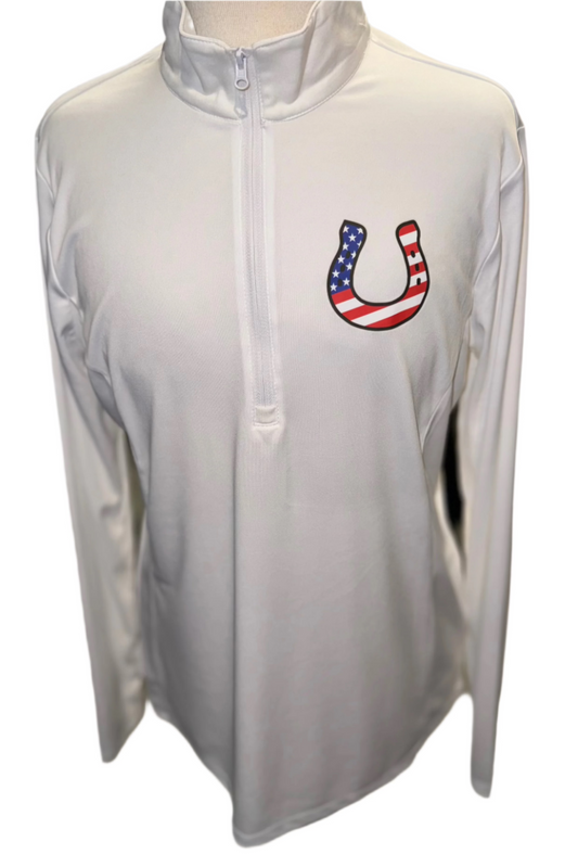 Patriotic Horseshoe, 3/4 Zip, Long Sleeve