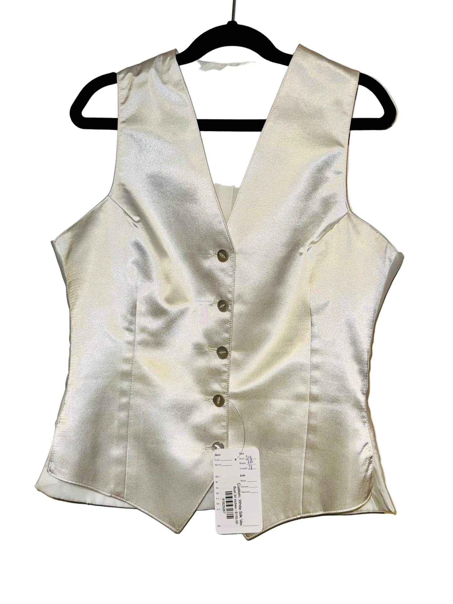 Custom, White Silk Vest
