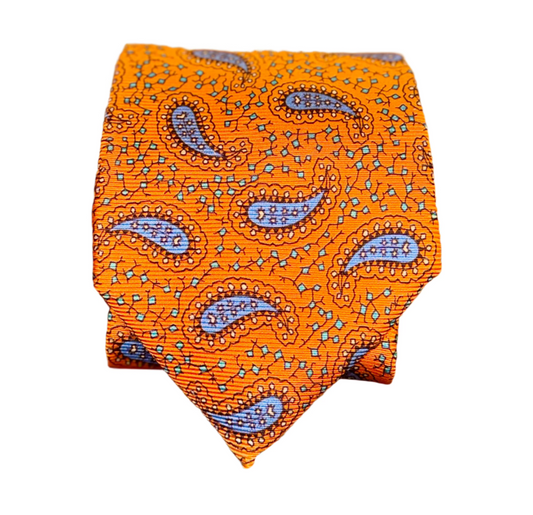 Orange and Blue Paisley Tie