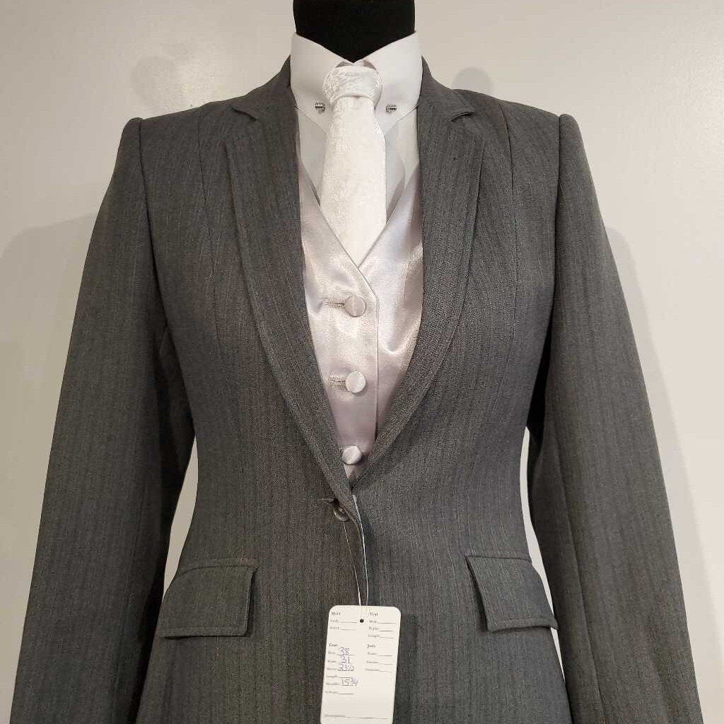 Reed Hill Grey With Red and Navy Stripes Three Piece Suit