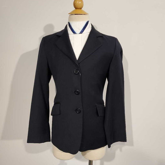 navy hunt coat with thick shadow stripe