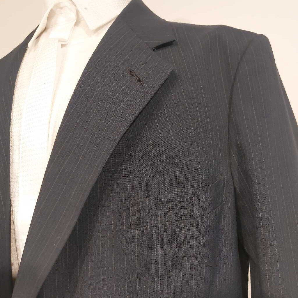 Navy Striped Mens Three Piece Suit