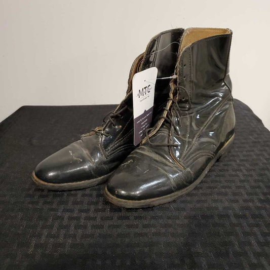 Dark Green Lace up Patent Leather Boots 4