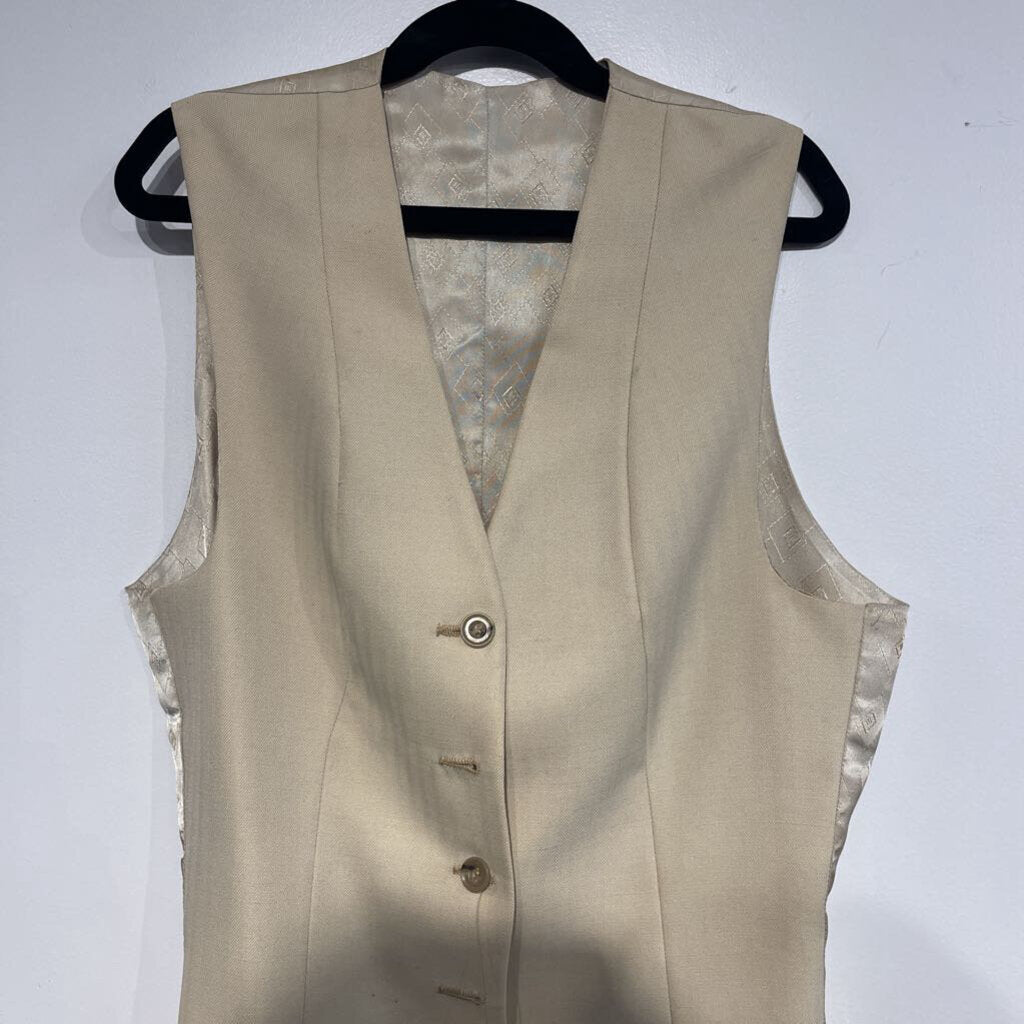 Cream Houndstooth Poly Vest