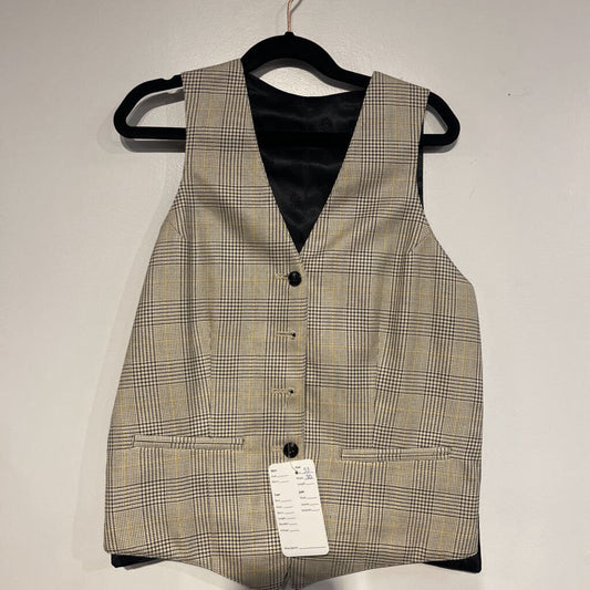 Cream and Black Windowpane Vest