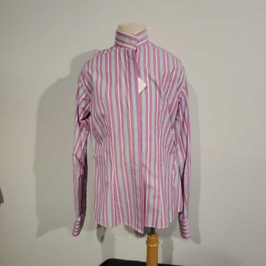 Pink and Blue and White Stripe Hunt Shirt No Collar