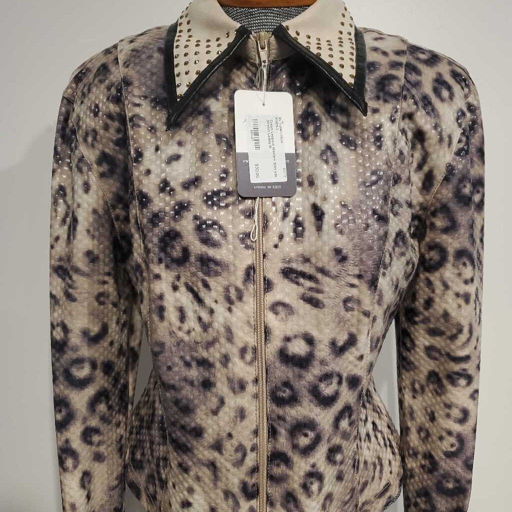 Cream Leopard Western Shirt eith Stretch Ladies M