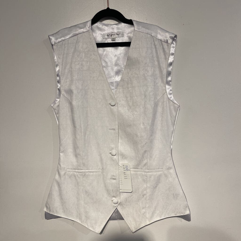 Extra Long White Paisley Vest 8