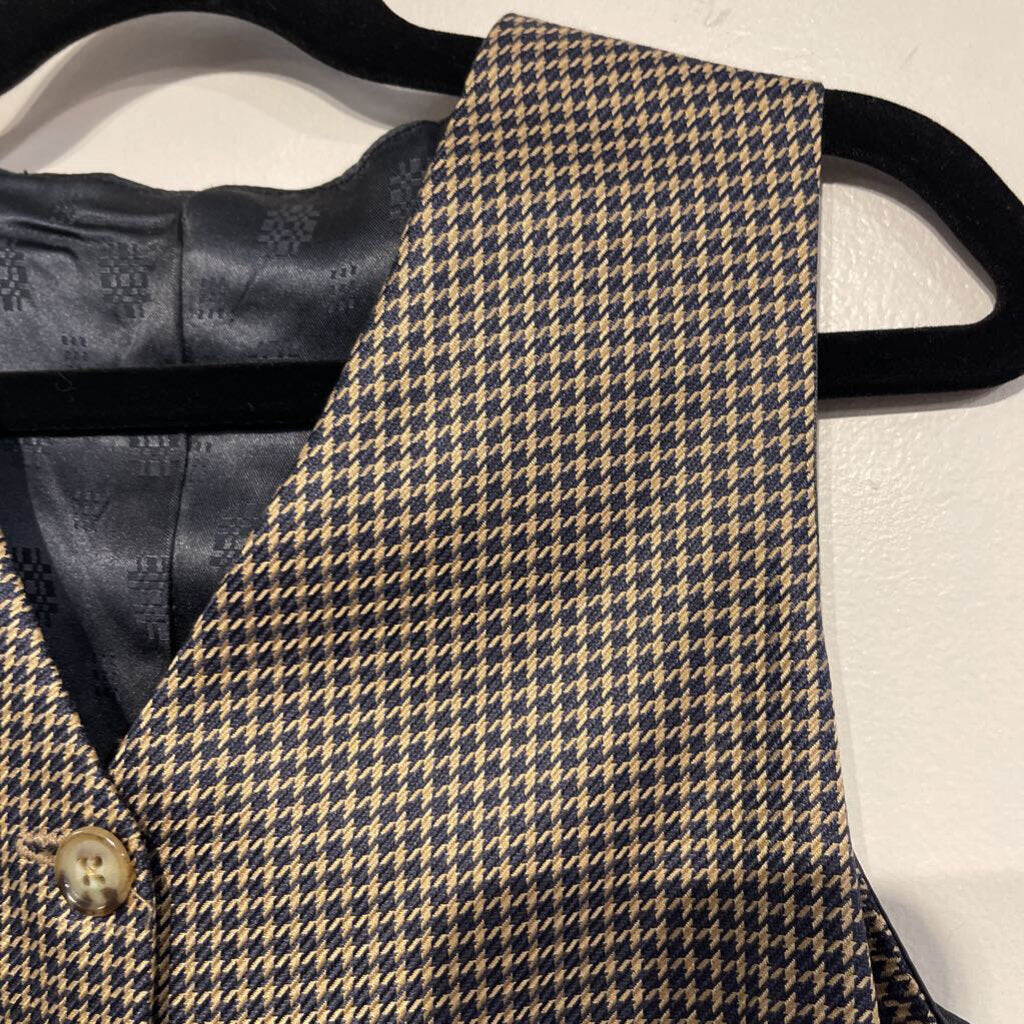 Navy and Tan Houndstooth Vest