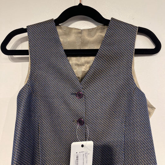 Navy and Gold Houndstooth Vest