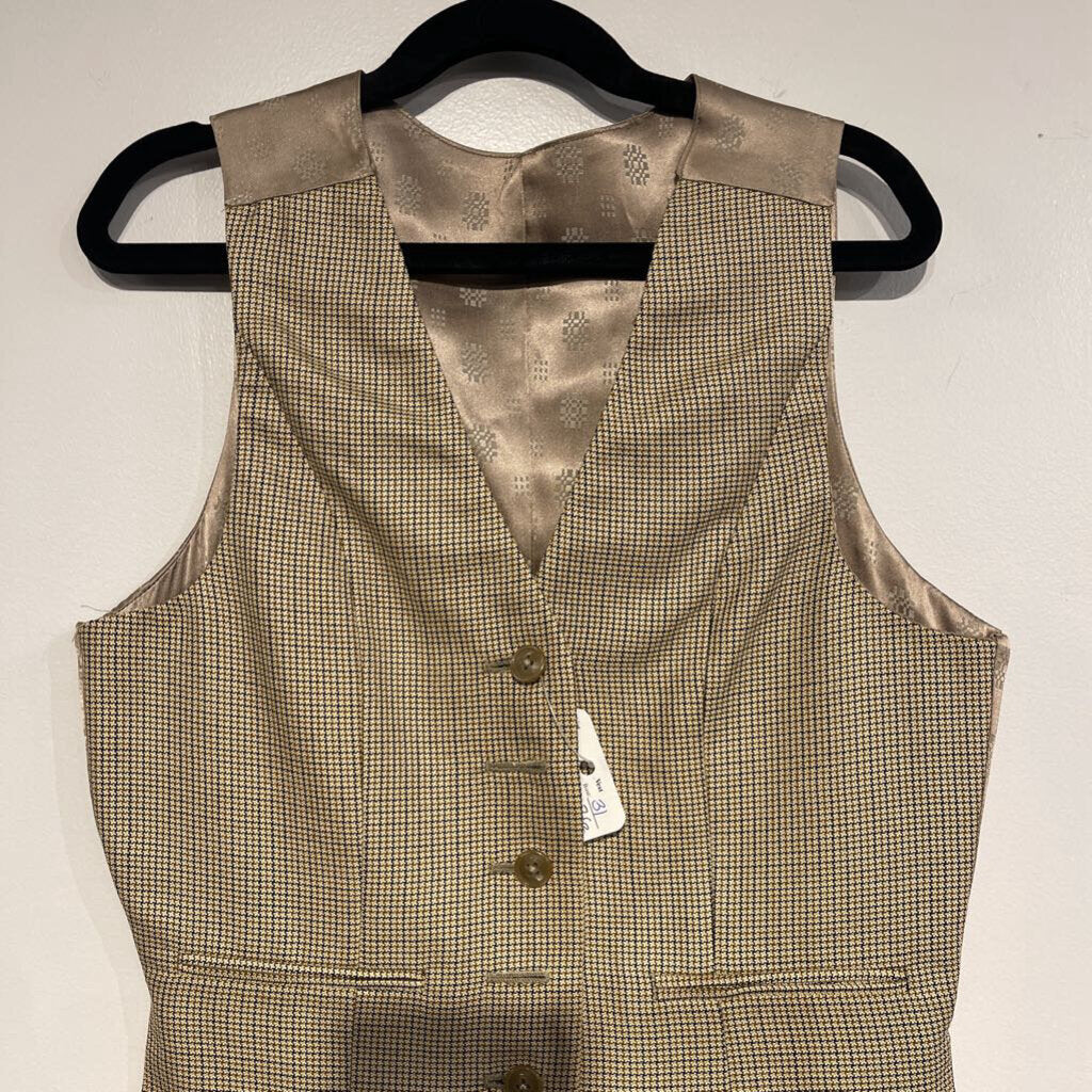 Tan Small Plaid Vest