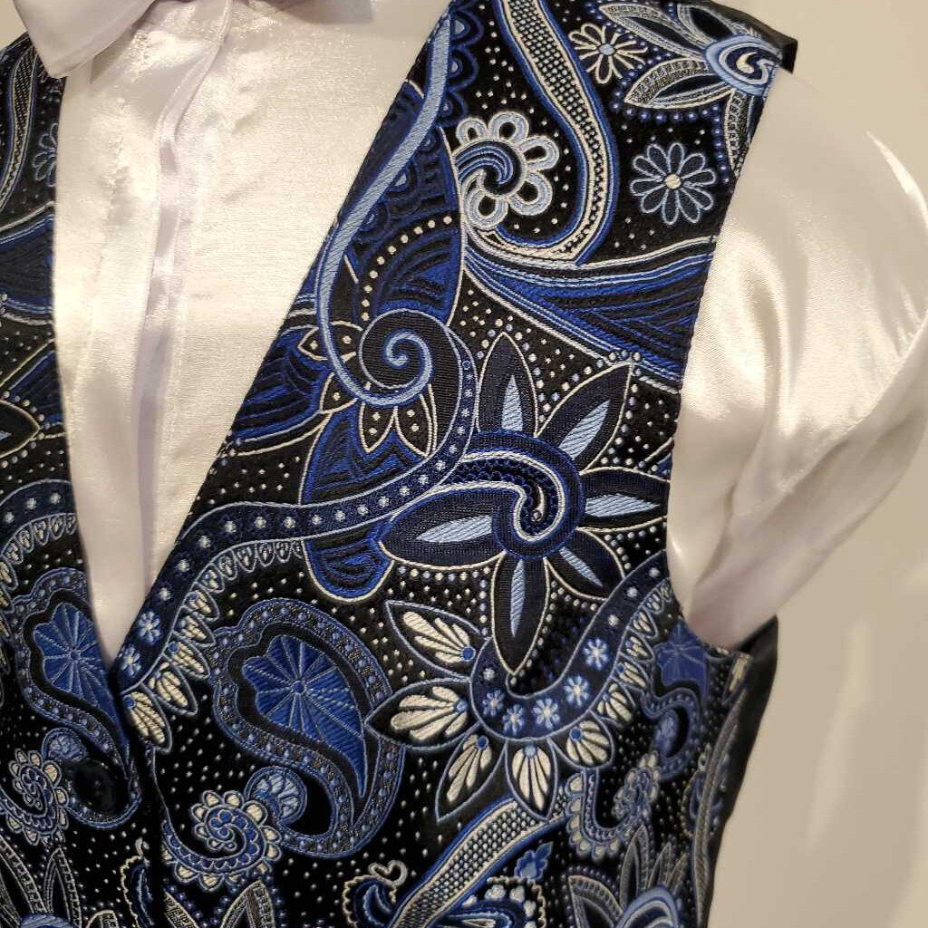 Black and Blue Paisley Formal Vest