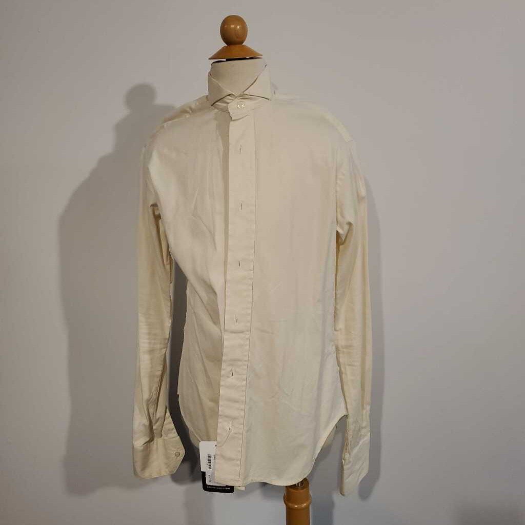 Becker Brothers Cream Formal Shirt(Small Left Arm Stain)