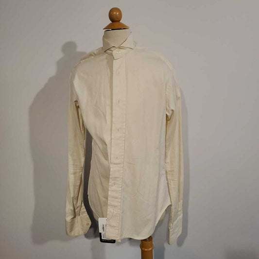 Becker Brothers Cream Formal Shirt(Small Left Arm Stain)