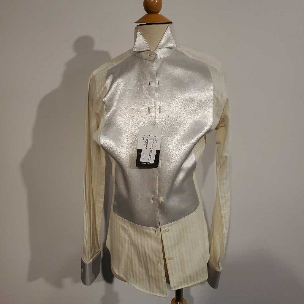 DeRegnaucourt Off White Formal Shirt with Satin Front
