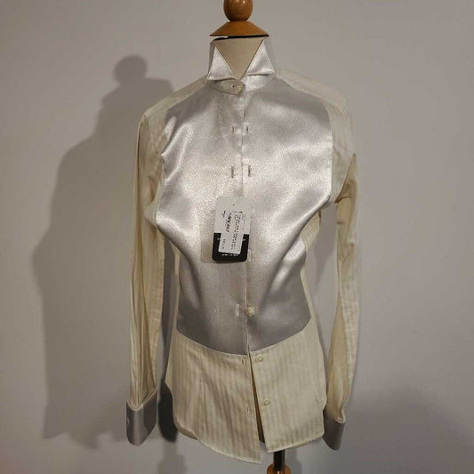 DeRegnaucourt Off White Formal Shirt with Satin Front