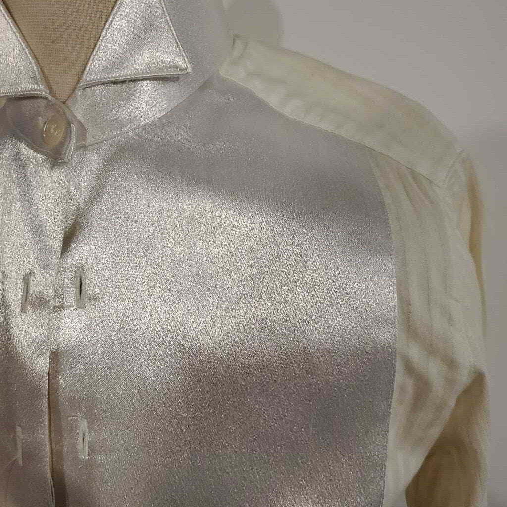 DeRegnaucourt Off White Formal Shirt with Satin Front