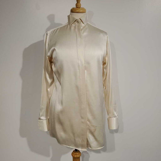MDA Cream Satin Formal Shirt(Staining Under Arm)