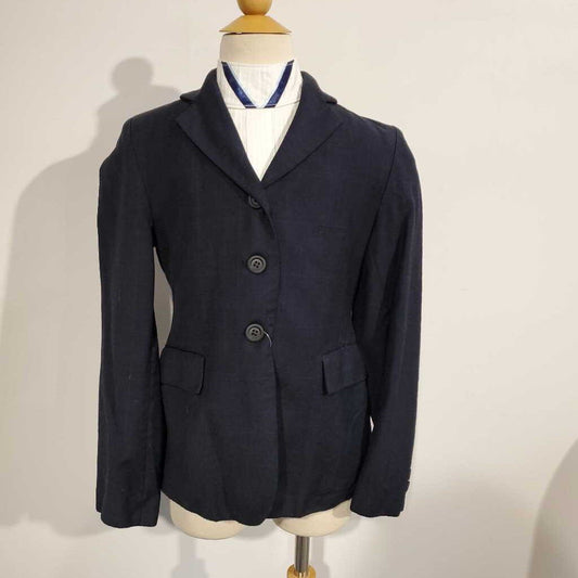 Navy Windowpane Hunt Coat Girl's 14R